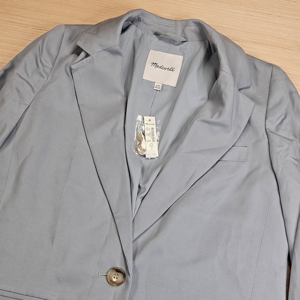 Madewell Larsen Blazer Women XXS Blue NJ732 Single Button Twill Professional NEW